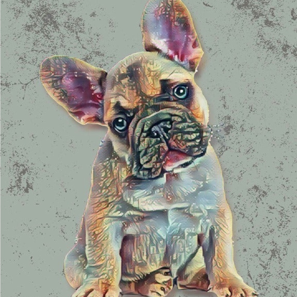 Sweet Vintage Style French Bulldog Art Print in Sage